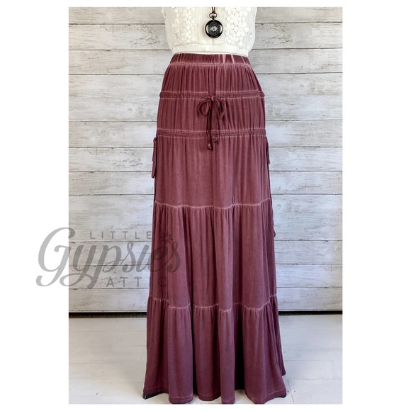 POL Tassel Drawstring Burnout Maxi Skirt - Picture 2 of 9